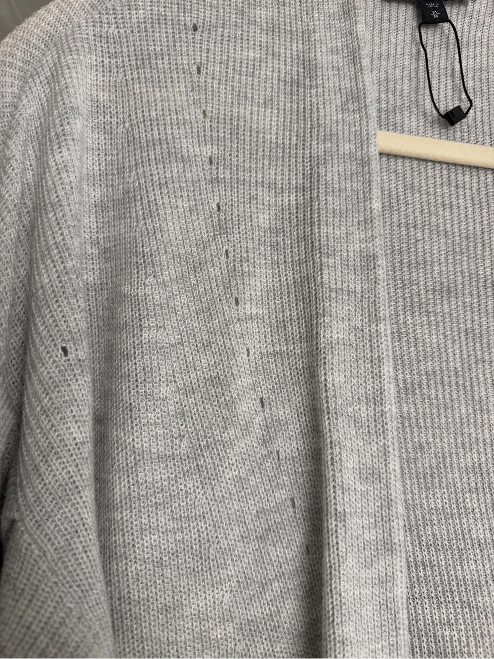 Express Light Gray Open-Front Long Ribbed Cardigan - Picture 4 of 5